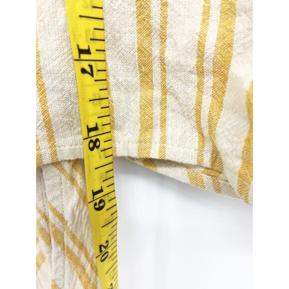 Cloth & Stone Yellow Tie Front Blouse Stripe Button Up Linen Blend Size XS - Picture 7 of 7